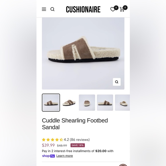 Brand New CUSHIONAIRE Cuddle Shearling Footbed Sandal - Picture 7 of 7